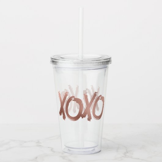 Metallic XOXO Roos Gold Valentijnsdag Love Acryl Drinkbeker (Voorkant)