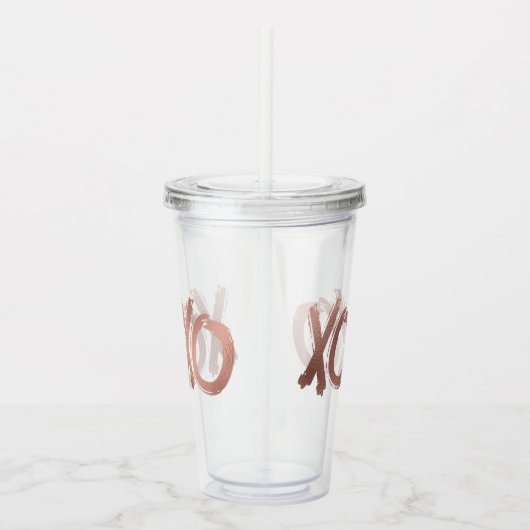 Metallic XOXO Roos Gold Valentijnsdag Love Acryl Drinkbeker (Rechts)