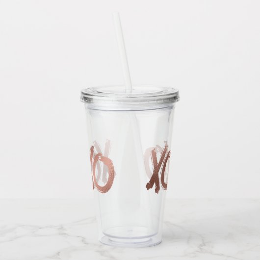 Metallic XOXO Roos Gold Valentijnsdag Love Acryl Drinkbeker (Links)