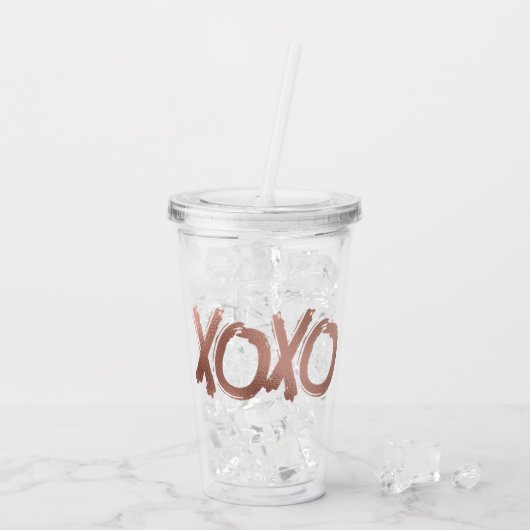 Metallic XOXO Roos Gold Valentijnsdag Love Acryl Drinkbeker (Achterkant ijs)