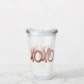 Metallic XOXO Roos Gold Valentijnsdag Love Acryl Drinkbeker (Achterkant)
