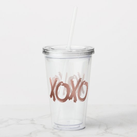 Metallic XOXO Roos Gold Valentijnsdag Love Acryl Drinkbeker (Achterkant)