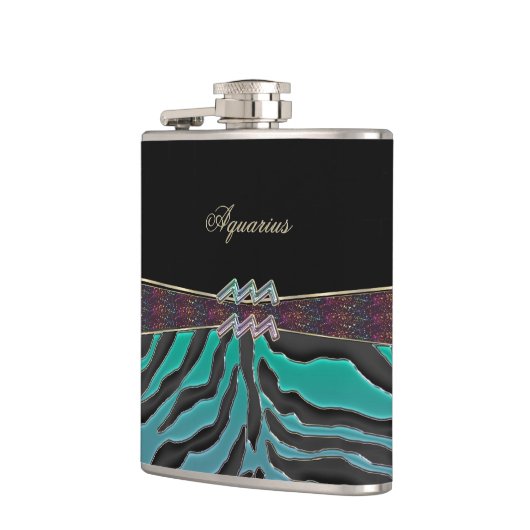 Metallic Zebra Zodiac Sign Aquarius Heupfles (Links)