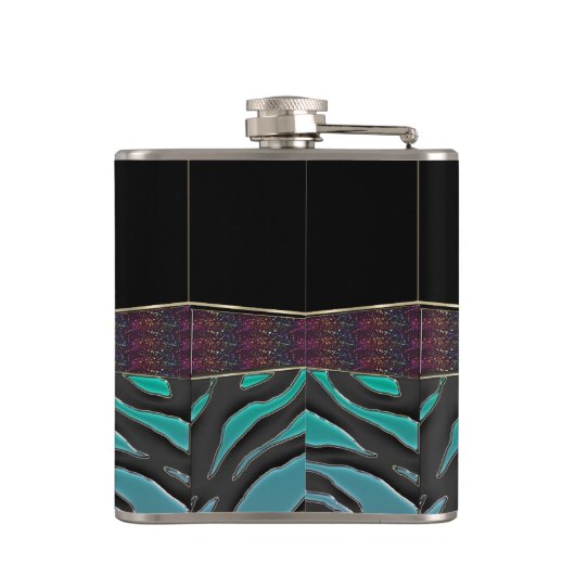 Metallic Zebra Zodiac Sign Aquarius Heupfles (Achterkant)