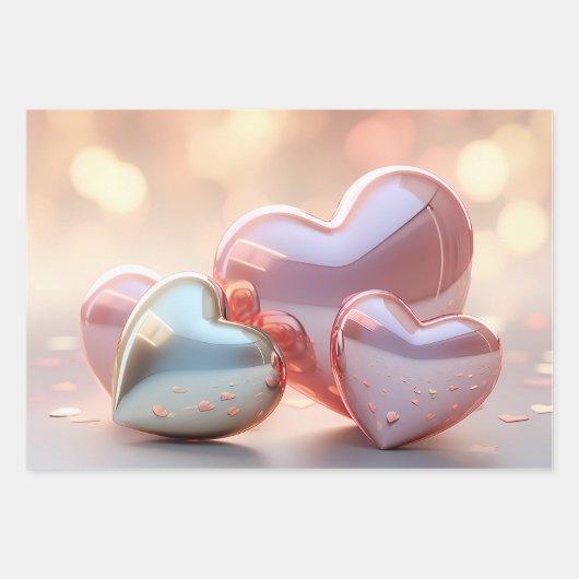 "Metallic" ziet er goud, zilver en Roos uit Inpakpapier Vel (Voorkant 3)