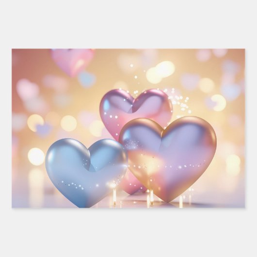 "Metallic" ziet er goud, zilver en Roos uit Inpakpapier Vel (Voorkant 2)