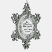 Metallic zilver 25e bruiloft Jubileum 5 Tin Sneeuwvlok Ornament (Links)