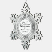 Metallic zilver 25e bruiloft Jubileum 5 Tin Sneeuwvlok Ornament (Rechts)