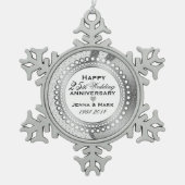 Metallic zilver 25e bruiloft Jubileum 5 Tin Sneeuwvlok Ornament (Voorkant)