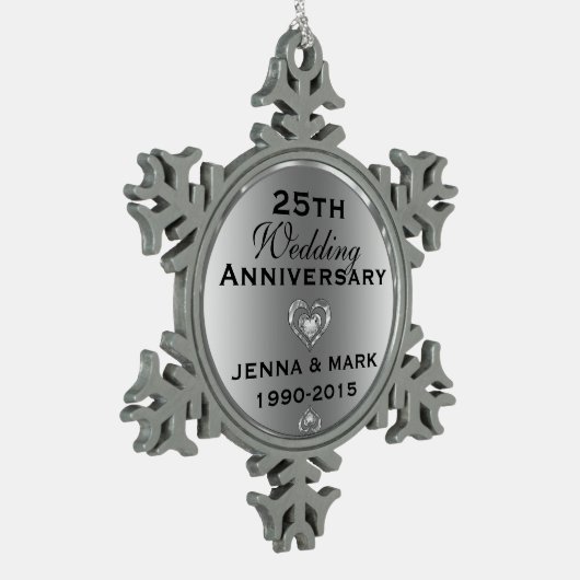 Metallic zilver 25e bruiloft Jubileum Ornament (Links)