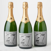Metallic zilver 27e verjaardag sparkling wijnetiket (Flessen)