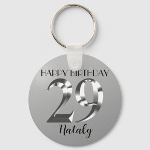 Metallic zilver 29th jarig sleutelhanger