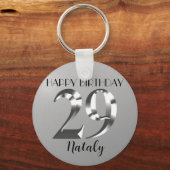 Metallic zilver 29th jarig sleutelhanger (Voorkant)