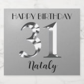 Metallic zilver 31ste verjaardag sparkling wijnetiket (Enkel label)