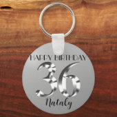 Metallic zilver 36th jarig sleutelhanger (Voorkant)
