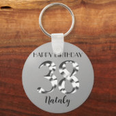 Metallic zilver 38th jarig sleutelhanger (Voorkant)