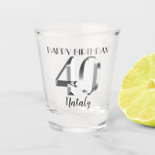 Metallic zilver 40e verjaardagsglas shot glas (Voorkant)