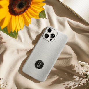 Metallic zilver Afbeelding geborsteld aluminium lo iPhone 15 Pro Case