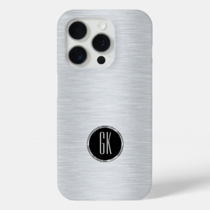 Metallic zilver Afbeelding geborsteld aluminium lo iPhone 15 Pro Case