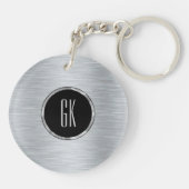 Metallic zilver Afbeelding geborsteld aluminium lo Sleutelhanger (Achterkant)