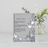 Metallic zilver bloemige elegantie bruiloft detail folie uitnodiging briefkaart (Staand Voorkant)