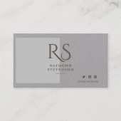 Metallic zilver chique goud professionele monogram visitekaartje (Voorkant)