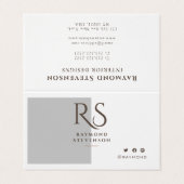 Metallic zilver chique goud professionele monogram visitekaartje (Buitenkant ongevouwen)