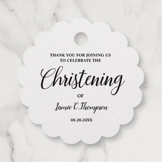 Metallic zilver doopsel Baby dank u cadeau Bedankjes Labels (Achterkant)