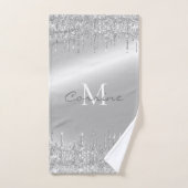 Metallic zilver druppelen glitter monogram bad handdoek (Handdoek)