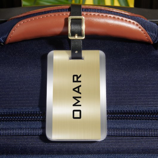 Metallic zilver en goud aangepaste zwarte tekst bagagelabel (Voorkant Insitu 2)