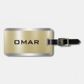 Metallic zilver en goud aangepaste zwarte tekst bagagelabel (Voorkant horizontaal)