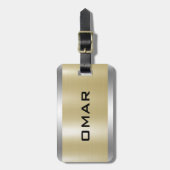 Metallic zilver en goud aangepaste zwarte tekst bagagelabel (Voorkant verticaal)