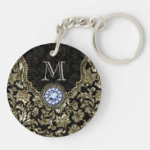 Metallic zilver en goud bloemdamast sleutelhanger (Achterkant)