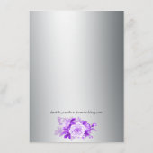 Metallic zilver en Paarse rozenboeket bruiloft Informatiekaartje (Achterkant)