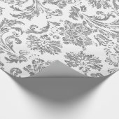 Metallic zilver en witte  Damaskers Cadeaupapier (Hoek)