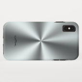 Metallic zilver faux roestvrij staal look Case-Mate iPhone case (Achterkant (horizontaal))