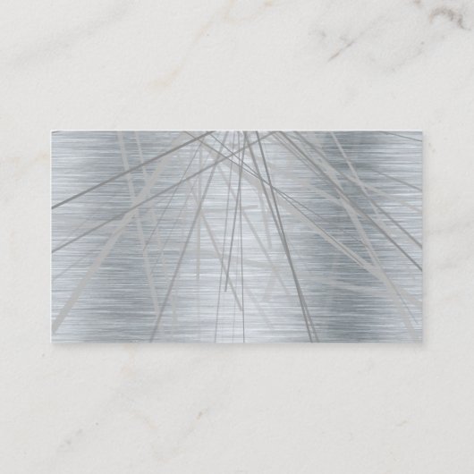 Metallic zilver geborsteld Abstracte lijnen Visitekaartje (Achterkant)