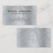 Metallic zilver geborsteld Abstracte lijnen Visitekaartje (Voorkant / Achterkant)