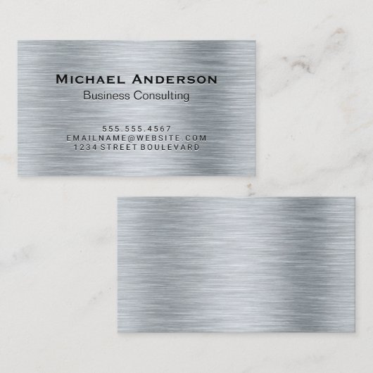 Metallic zilver geborsteld visitekaartje (Voorkant / Achterkant)