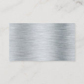 Metallic zilver geborsteld | Zwarte streeplijn Visitekaartje (Achterkant)