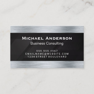 Metallic zilver geborsteld   Zwarte streeplijn Visitekaartje