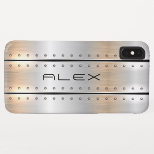 Metallic zilver geometrisch modern design Case-Mate iPhone case (Achterkant (horizontaal))