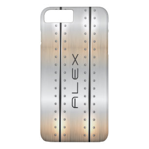 Metallic zilver geometrisch modern design 	iPhone 8/7 plus hoesje