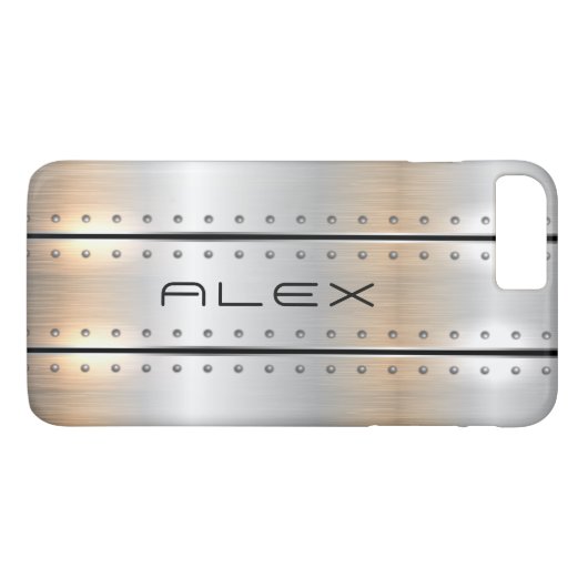 Metallic zilver geometrisch modern design Case-Mate iPhone case (Achterkant (Horizontaal))