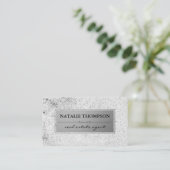 Metallic zilver gespikkeld patroon visitekaartje (Staand voorkant)