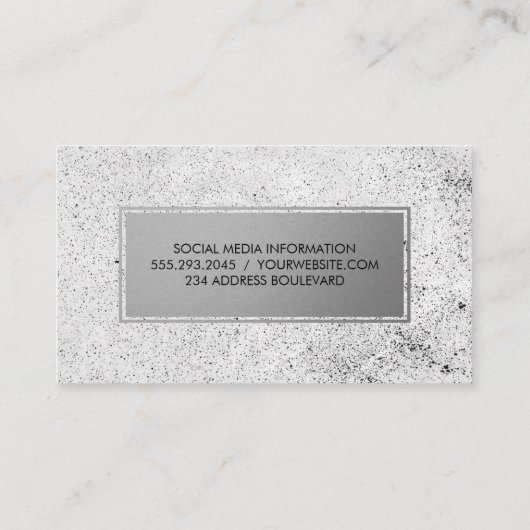 Metallic zilver gespikkeld patroon visitekaartje (Achterkant)