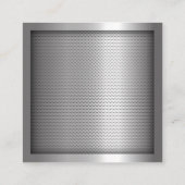 Metallic zilver glanzend grillpatroon vierkante visitekaartje (Achterkant)