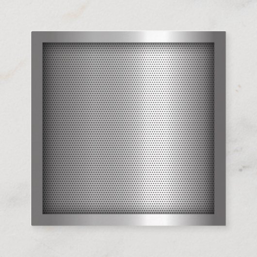 Metallic zilver glanzend grillpatroon vierkante visitekaartje (Achterkant)