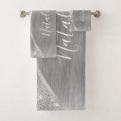 Metallic zilver Glitter Personalized Bad Handdoek (Insitu)