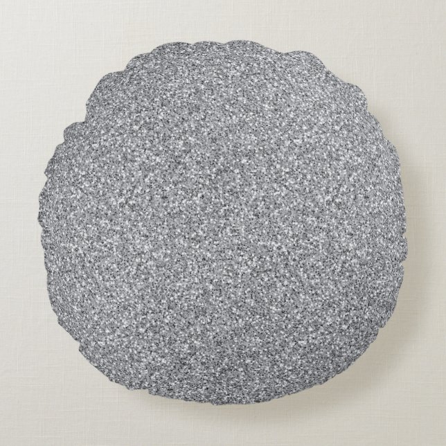 Metallic zilver Glitter Rond Kussen (Voorkant)